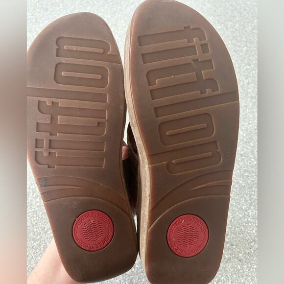 Fitflop Brown Sandals with Orange Accents - Picture 2 of 4